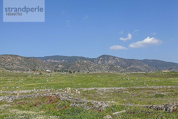 Landschaft in Hierapolis  Hieropolis  bei Pamukkale  Denizli  Westtürkei  Türkei  Asien