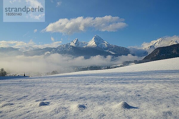 Watzmann-Massiv im Winter  Berchtesgaden  Nationalpark Berchtesgaden  Oberbayern  Bayern  Deutschland  Europa