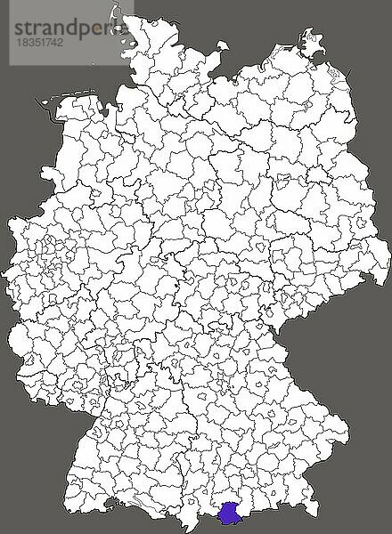 Landkreis Garmisch-Partenkirchen  in Bayern  Lage des Landkreis innerhalb von Deutschland