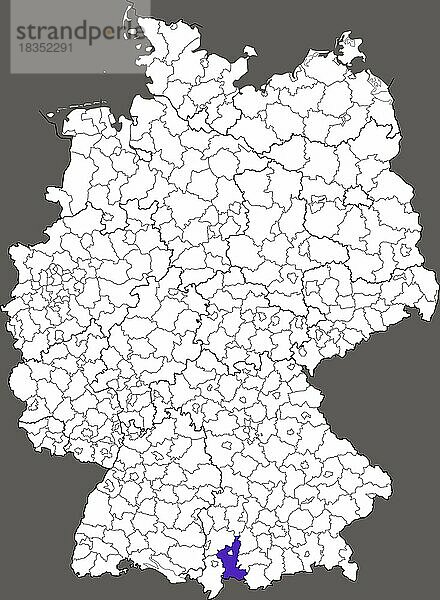 Landkreis Ostallgäu  in Bayern  Lage des Landkreis innerhalb von Deutschland