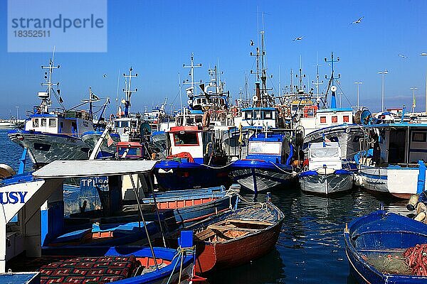 Stadt Trapani  Boote im Fischerhafen  Sizilien  Italien  Europa