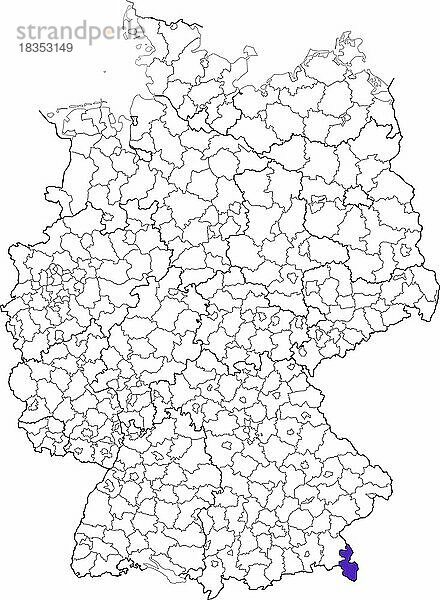 Landkreis Berchtesgadener Land  in Bayern  Lage des Landkreis innerhalb von Deutschland