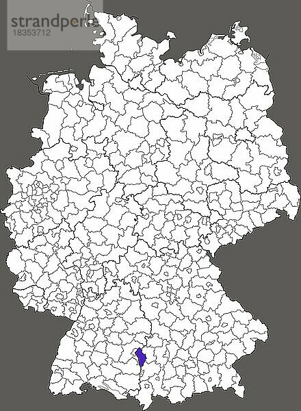 Landkreis Neu-Ulm  in Bayern  Lage des Landkreis innerhalb von Deutschland