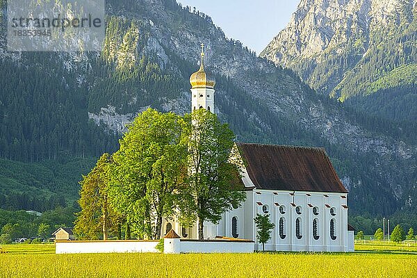 Barocke Kirche St. Coloman  Schwangau  Ostallgäu  Allgäu  Schwaben  Bayern  Deutschland  Europa