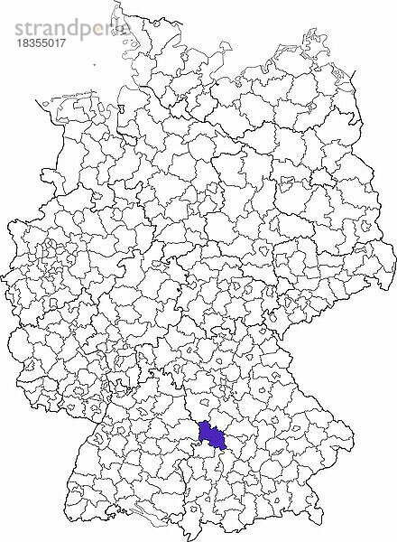 Landkreis Donau-Ries  in Bayern  Lage des Landkreis innerhalb von Deutschland