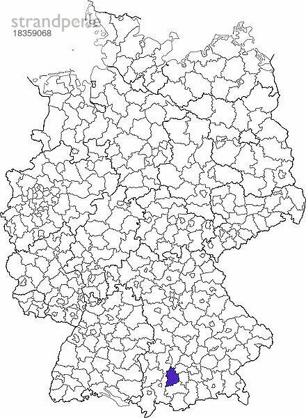 Landkreis Landsberg am Lech  in Bayern  Lage des Landkreis innerhalb von Deutschland