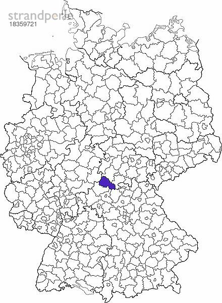 Landkreis Rhön-Grabfeld  in Bayern  Lage des Landkreis innerhalb von Deutschland