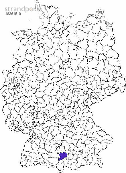 Landkreis Unterallgäu  in Bayern  Lage des Landkreis innerhalb von Deutschland