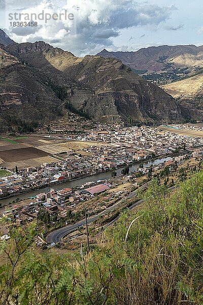 Mirador Taray  Aussicht auf Pisac  auch Pisaq  Tal des Urubamba Fluss  Peru  Südamerika