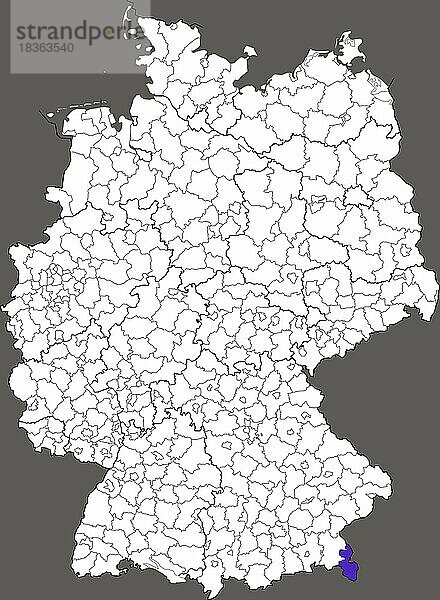 Landkreis Berchtesgadener Land  in Bayern  Lage des Landkreis innerhalb von Deutschland