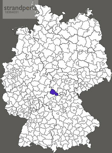 Landkreis Rhön-Grabfeld  in Bayern  Lage des Landkreis innerhalb von Deutschland