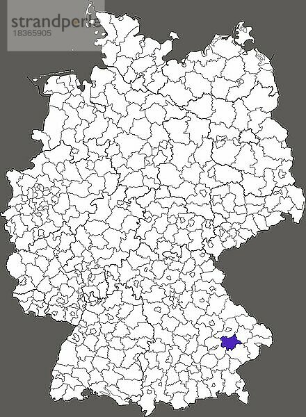 Landkreis Dingolfing-Landau  in Bayern  Lage des Landkreis innerhalb von Deutschland