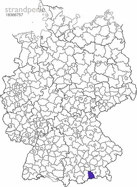 Landkreis Miesbach  in Bayern  Lage des Landkreis innerhalb von Deutschland