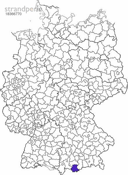 Landkreis Garmisch-Partenkirchen  in Bayern  Lage des Landkreis innerhalb von Deutschland