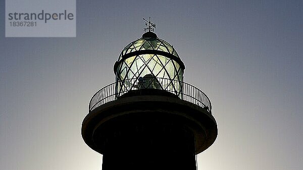 Leuchtturm  Gegenlicht  nah  oberer Teil  Wilder Süden  Punta de Jandia  karge Landschaft  Fuerteventura  Kanarische Inseln  Spanien  Europa