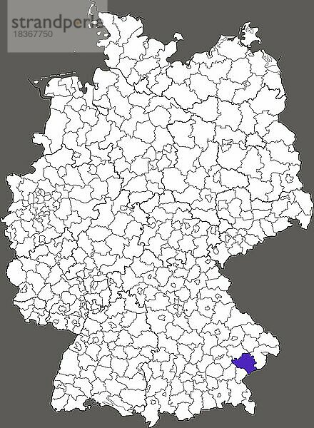 Landkreis Rottal-Inn  in Bayern  Lage des Landkreis innerhalb von Deutschland