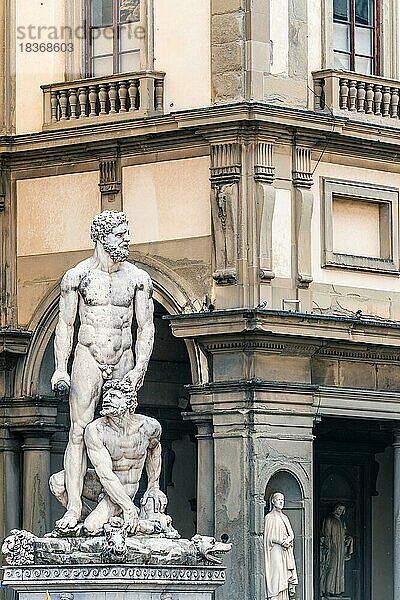 Statue von Herkules und Kakus auf der Piazza della Signoria  Palazzo Vecchio  Florenz  Italien  Europa