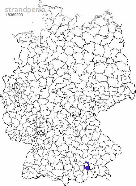 Landkreis München  in Bayern  Lage des Landkreis innerhalb von Deutschland