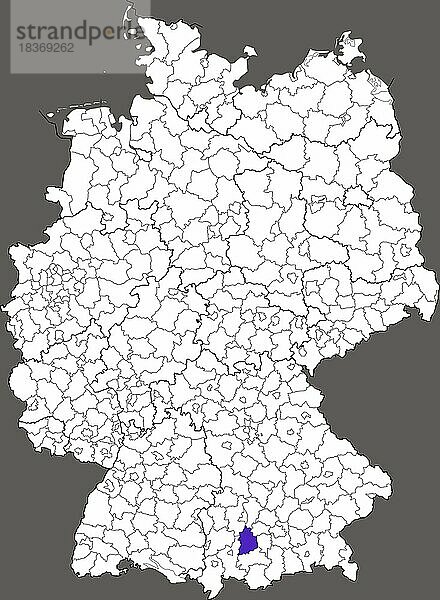 Landkreis Landsberg am Lech  in Bayern  Lage des Landkreis innerhalb von Deutschland