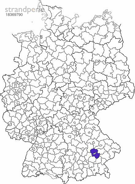 Landkreis Landshut  in Bayern  Lage des Landkreis innerhalb von Deutschland