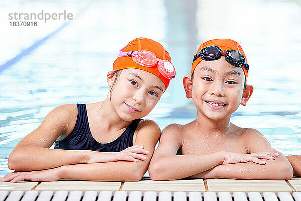 Kids at indoor swimming pool