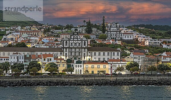 Stadt Horta Abend Insel Faial Azoren Portugal
