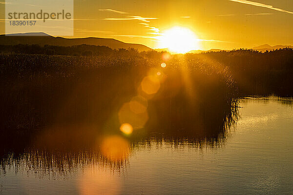 Sonnenuntergang über Spring Creek in der Nähe von Sun Valley Idaho
