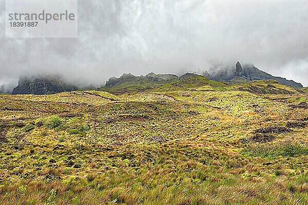 Old Man of Storr  Nebel  Trotternish  Isle of Skye  Schottland  Großbritannien  Europa