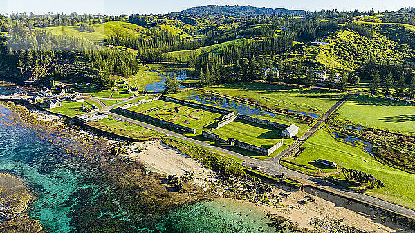 Luftaufnahme von Kingston und Arthur's Vale Historic Area  UNESCO-Weltkulturerbe  Norfolkinsel  Australien  Pazifik