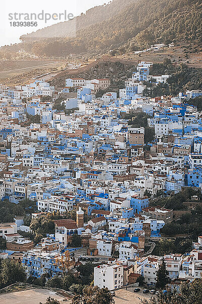 Die blaue Stadt Chefchaouen von oben gesehen  Chefchaouen  Marokko  Nordafrika  Afrika