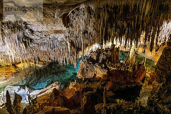 Stalaktiten  Drach-Höhlen  Porto Christo  Mallorca  Balearische Inseln  Spanien  Mittelmeer  Europa