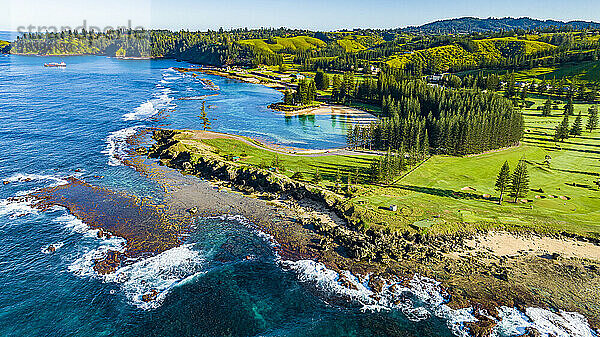 Luftaufnahme der Emily Bay  UNESCO-Weltkulturerbe  Norfolkinsel  Australien