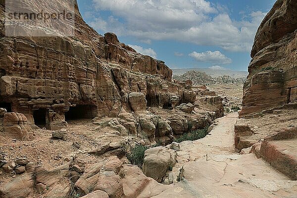 Aufstieg zum Kloster Ad-Deir  verlassenen Stadt Petra  al-Batra  Hauptstadt des Königreichs der Nabatäer  Jordanien  Asien