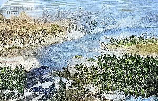 Sturm auf das Dorf St. Marie durch die 1. preussische Gardedivision  illustrierte Kriegschronik 1870-1871  Deutsch-Französischer Feldzug  Deutschland  Frankreich  Europa
