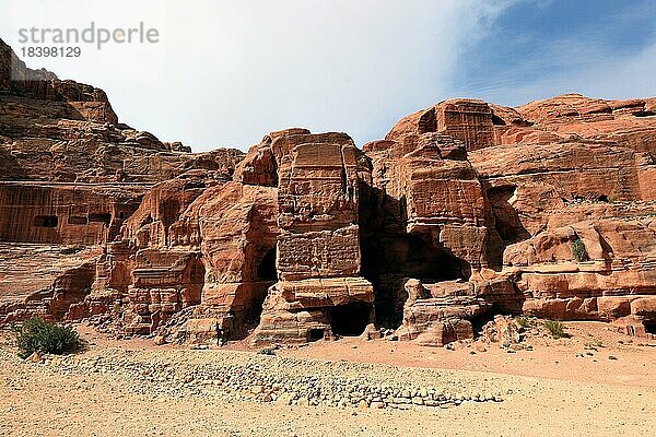 Verlassene Felsenstadt Petra  al-Batra  Hauptstadt des Reiches der Nabatäer  Jordanien  UNESCO-Weltkulturerbe  Asien