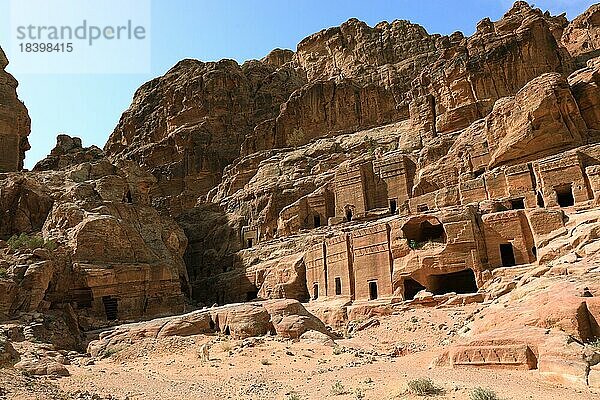 Verlassene Felsenstadt Petra  al-Batra  Hauptstadt des Reiches der Nabatäer  Jordanien  UNESCO-Weltkulturerbe  Asien