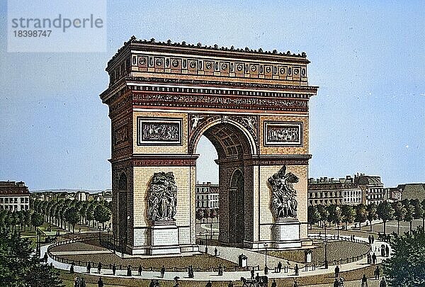 Paris  Arc de Triomphe de Le Toile  Historischer Kupferdruck  ca 1890  Frankreich  Europa