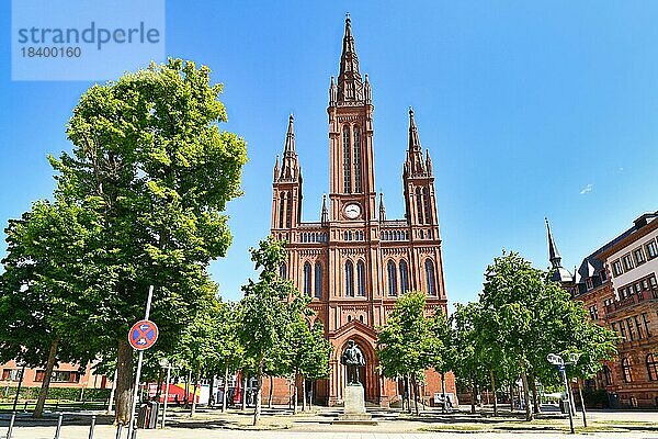 Neogotische evangelische Marktkirche  Wiesbaden  Deutschland  Europa