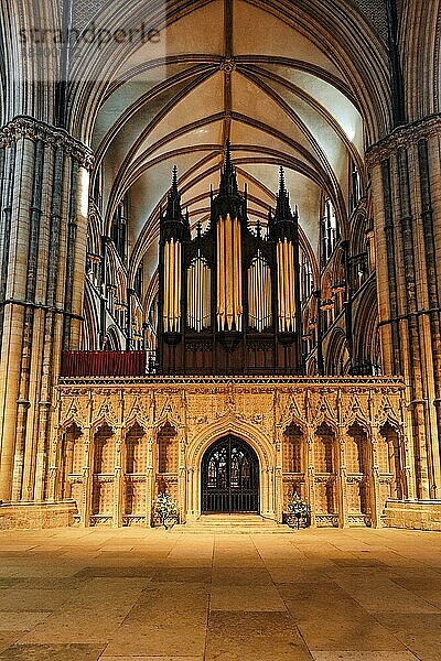 Lettner mit Orgelprospekt  Kathedrale von Lincoln  The Cathedral Church of St. Mary  Gotik  Lincoln  Lincolnshire  England  Großbritannien  Europa