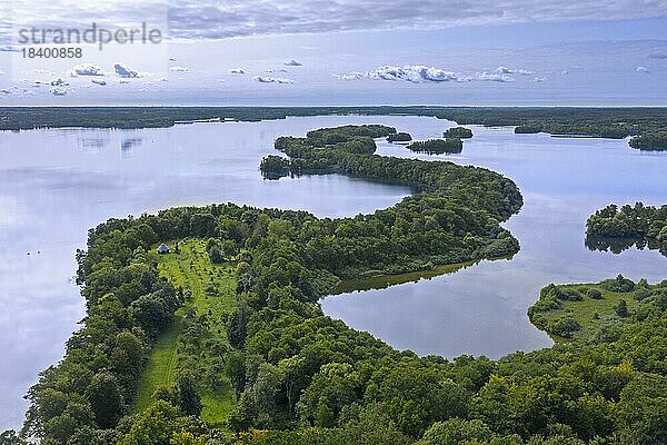 Luftaufnahme der Prinzeninsel im Großen Plöner See  Großer Ploener See  Schleswig Holstein  Deutschland  Europa