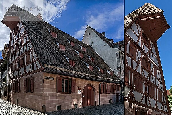 Historisches Fachwerkhaus  heute Kulturscheune  Totalsaniert durch die Altstadtfreunde  Zirkelschmiedsgasse 30  Nürnberg  Mittelfranken  Bayern  Deutschland  Europa