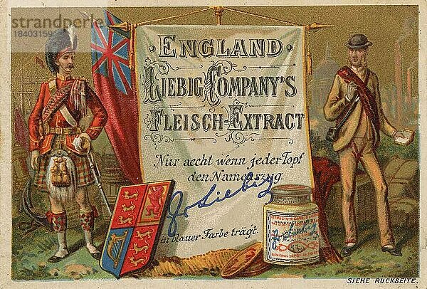 Bilderserie Nationalflaggen  England mit schottischem Offizier und Gentleman  digital restaurierte Reproduktion eines Sammelbildes von ca 1900