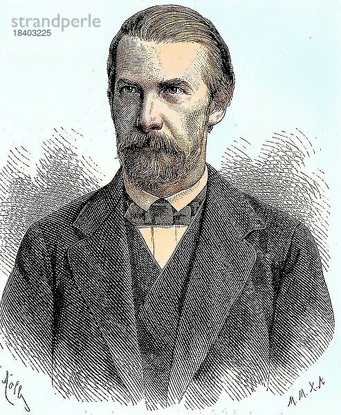 Wilhelm Raabe  1831  1910  war ein deutscher Schriftsteller. Seine frühen Werke wurden unter dem Pseudonym Jakob Corvinus veröffentlicht  Historisch  digital restaurierte Reproduktion von einer Vorlage aus dem 19. Jahrhundert