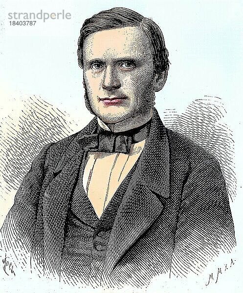 Karl David Wilhelm Busch  1826  1881  war ein deutscher Chirurg  Historisch  digital restaurierte Reproduktion von einer Vorlage aus dem 19. Jahrhundert