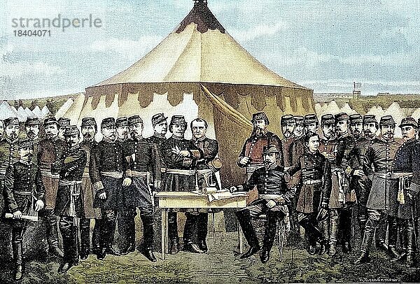 Napoleon III. und seine Generäle  Situation aus der Zeit des Deutsch-Französischen Krieges  1870-1871  Historisch  digital restaurierte Reproduktion von einer Vorlage aus dem 19. Jahrhundert