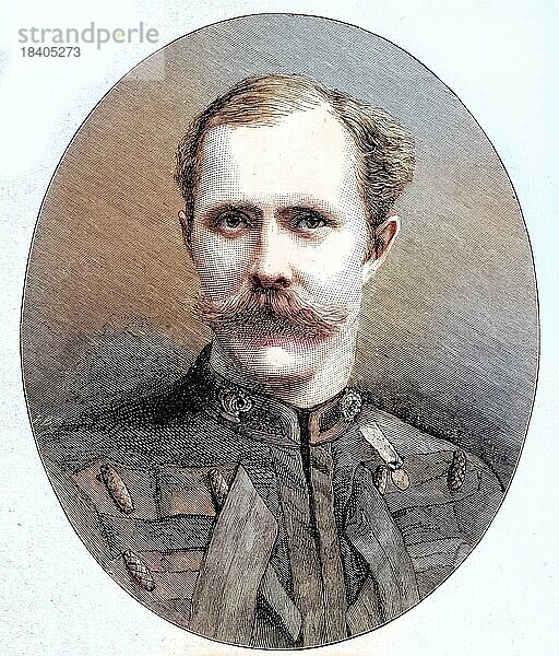 Generalmajor Sir Herbert Stewart  1843  1885  britischer Soldat  Historisch  digital restaurierte Reproduktion von einer Vorlage aus dem 19. Jahrhundert