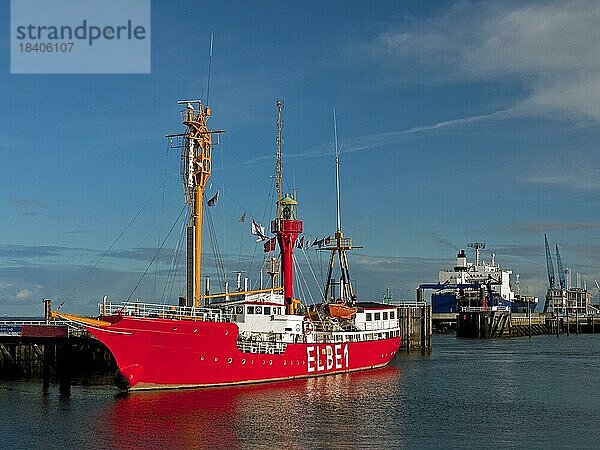 Feuerschiff Elbe1 im Hafen von Cuxhaven  Deutschland  Europa