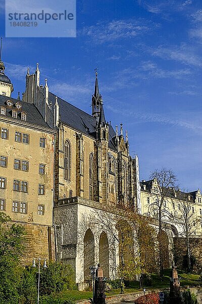 Gotische Schlosskirche und Eingangsportal  Schloss Altenburg  Altenburg  Thüringen  Deutschland  Europa
