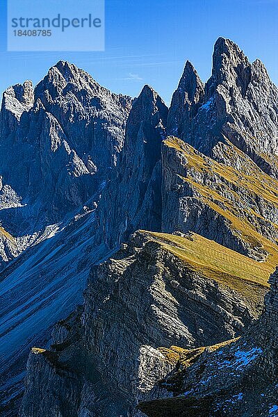 Geislergruppe mit dem Sas Rigais-Gipfel  Grödnertal  Dolomiten  Südtirol  Italien  Europa