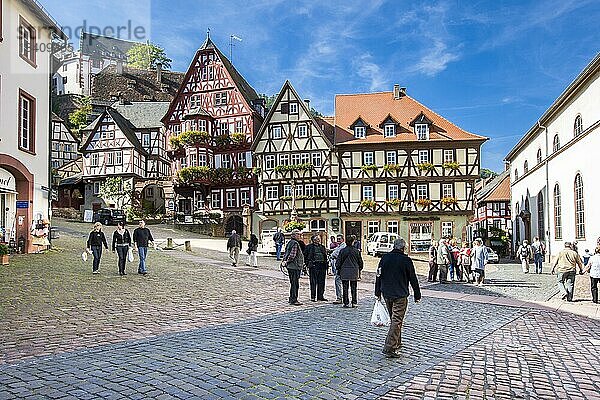 Die Altstadt von Miltenberg mit dem Marktplatz und dem Marktbrunnen  Miltenberg  Bayern  Deutschland  Europa